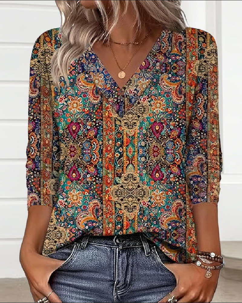 Blusa Boho Estampado Étnico Alba™