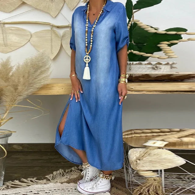 Camila™ Vestido Maxi Denim