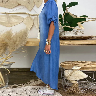 Camila™ Vestido Maxi Denim