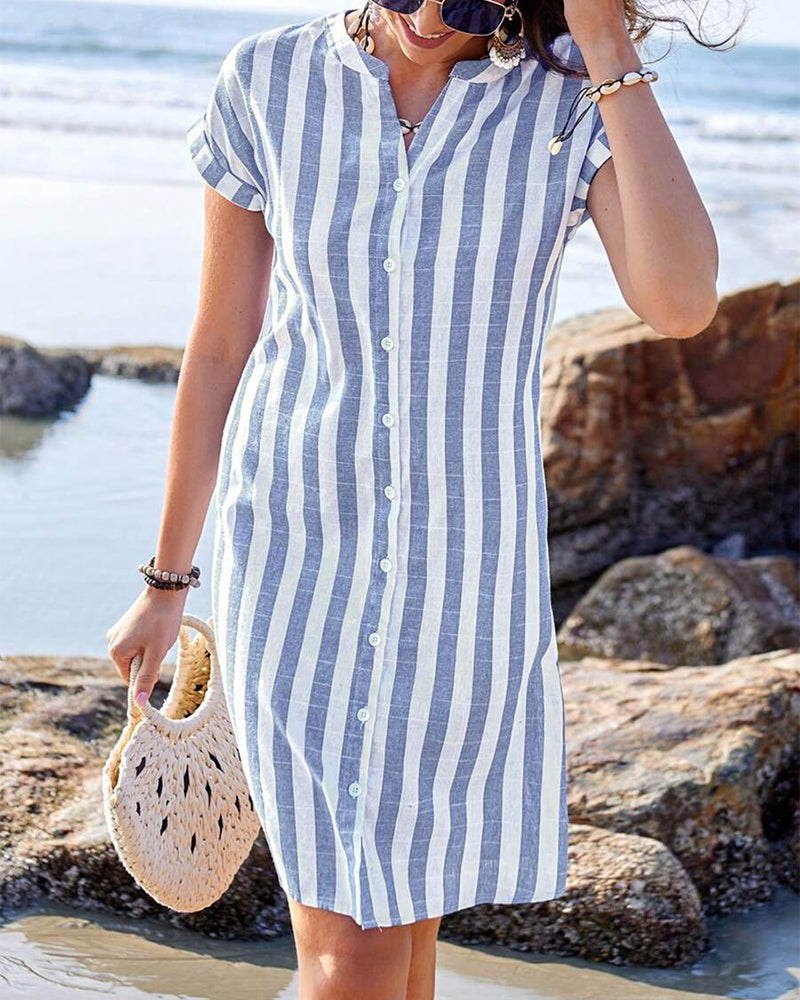 Janneke™ Vestido Camisero a Rayas Mujer
