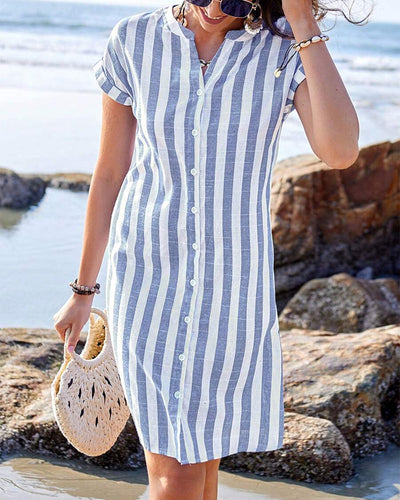 Janneke™ Vestido Camisero a Rayas Mujer