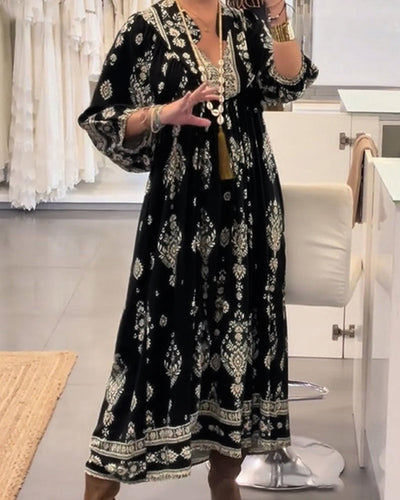 Vestido Maxi Estampado Bolsillos Estrella™