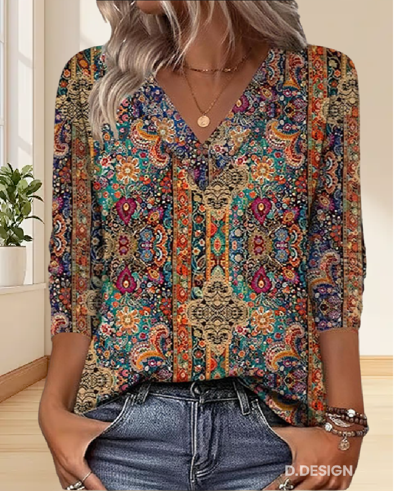 Blusa Boho Estampado Étnico Alba™
