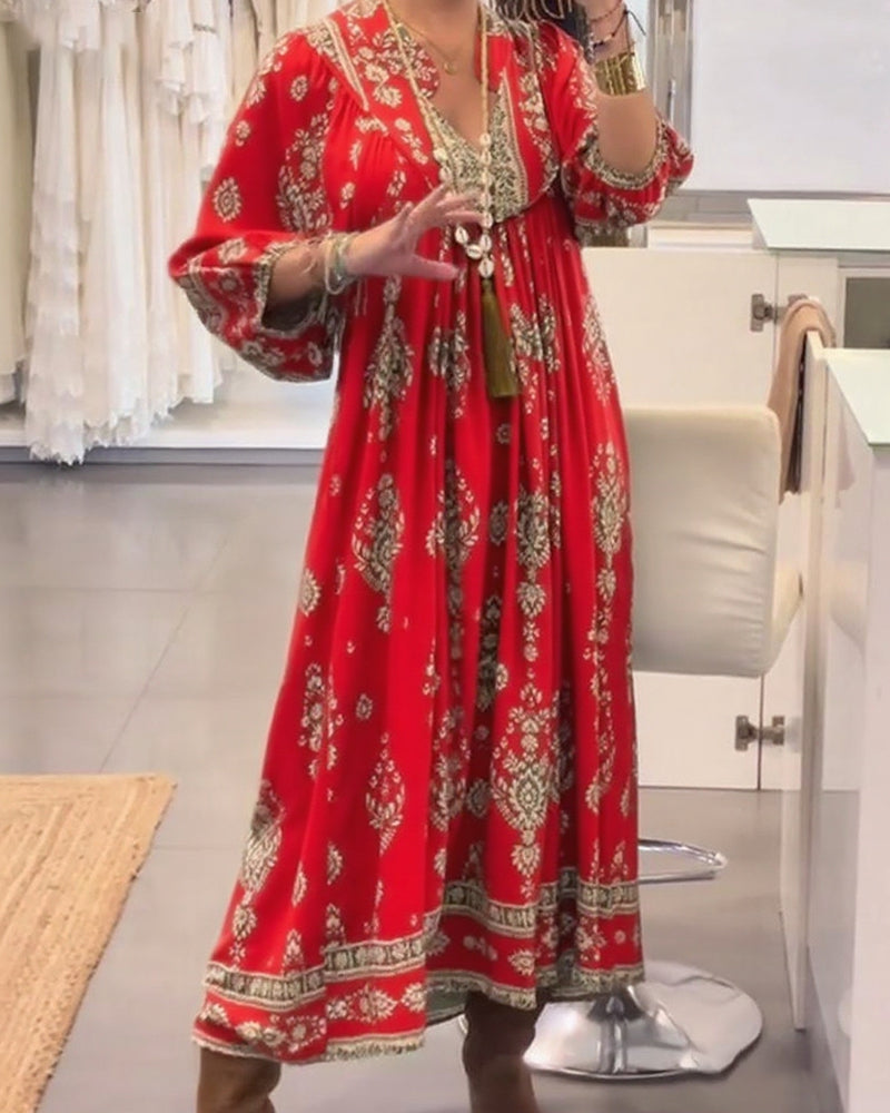 Vestido Maxi Estampado Bolsillos Estrella™