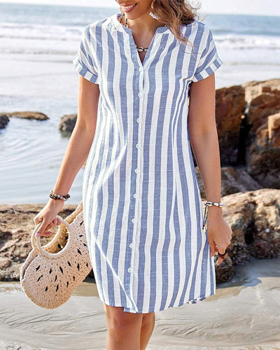 Janneke™ Vestido Camisero a Rayas Mujer