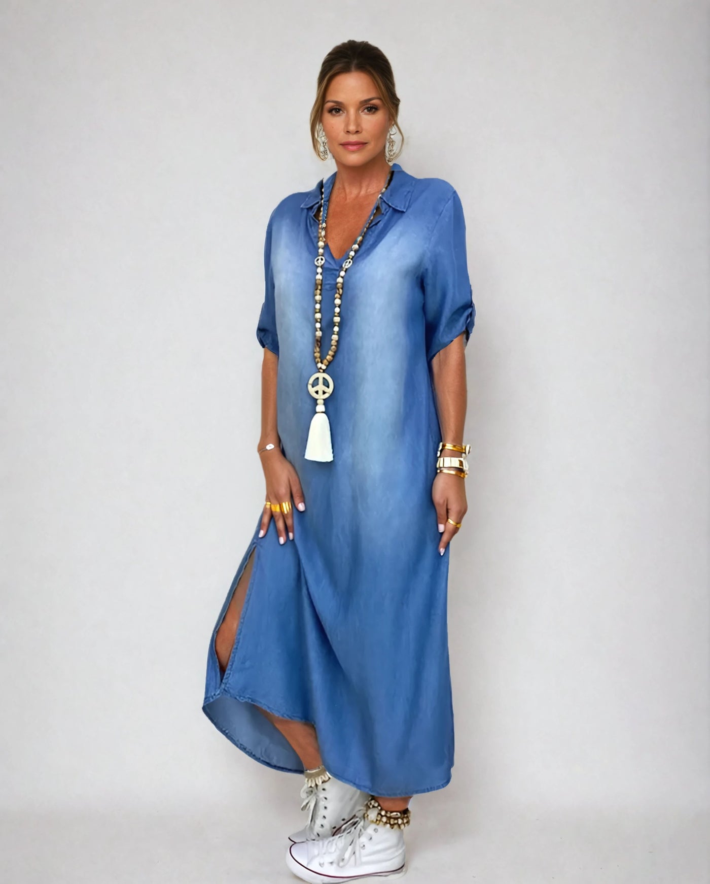 Camila™ Vestido Maxi Denim