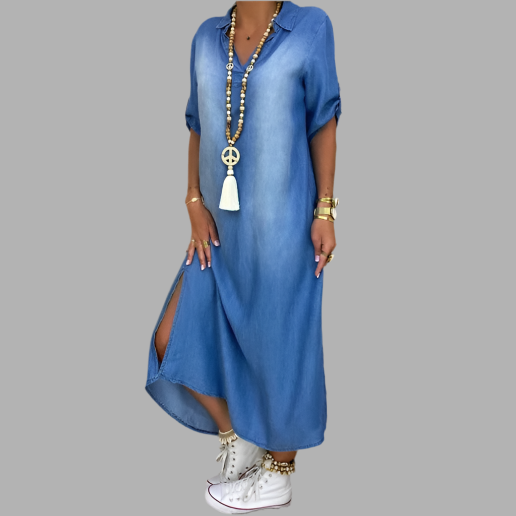 Camila™ Vestido Maxi Denim