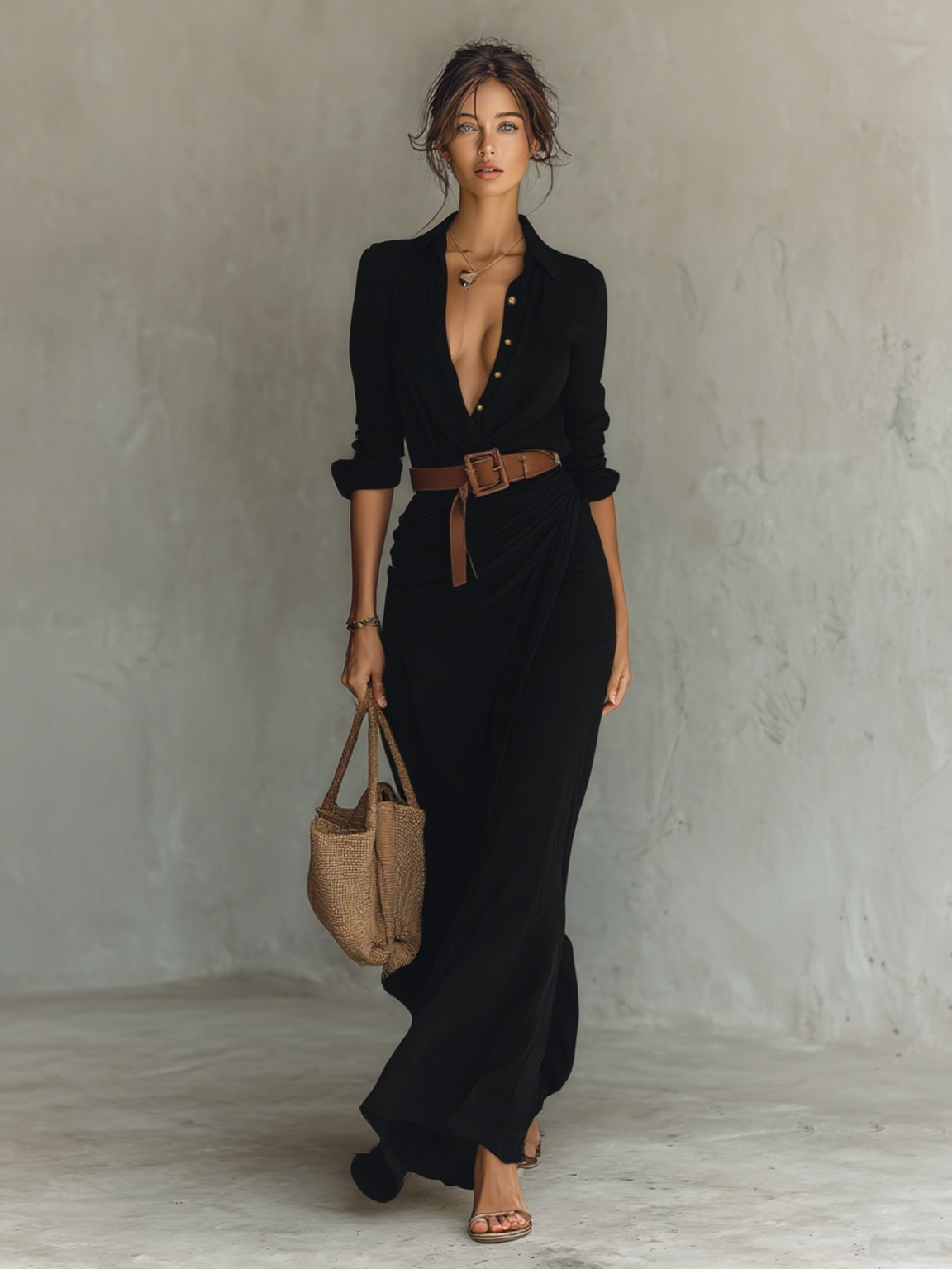Vestido Largo con Solapa Beatriz™
