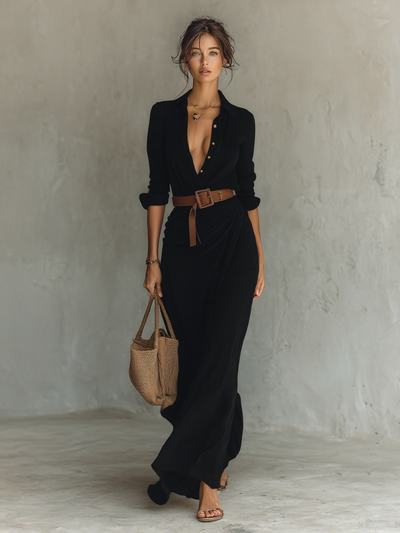 Vestido Largo con Solapa Beatriz™