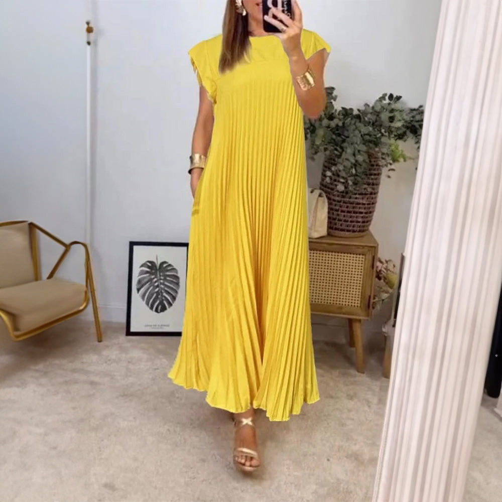 Vestido Midi Plisado a Rayas Justina™