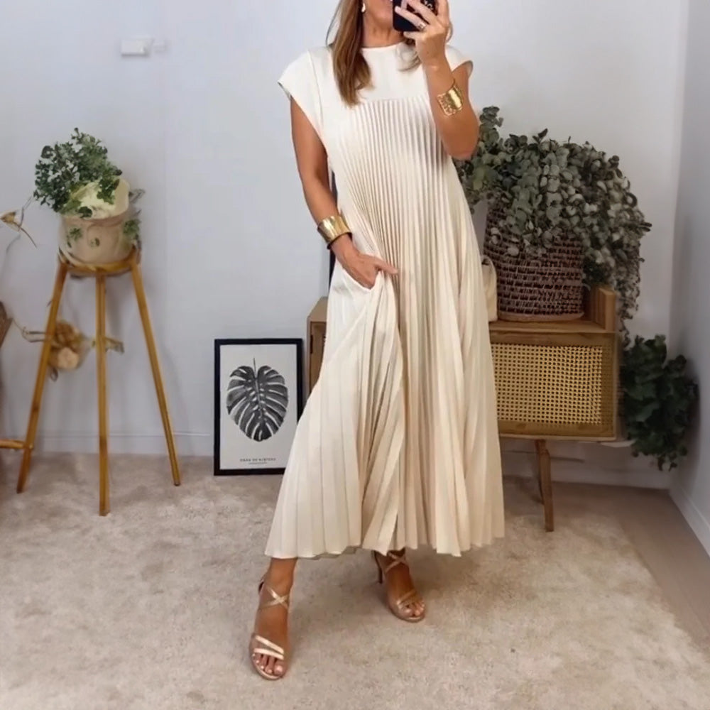 Vestido Midi Plisado a Rayas Justina™