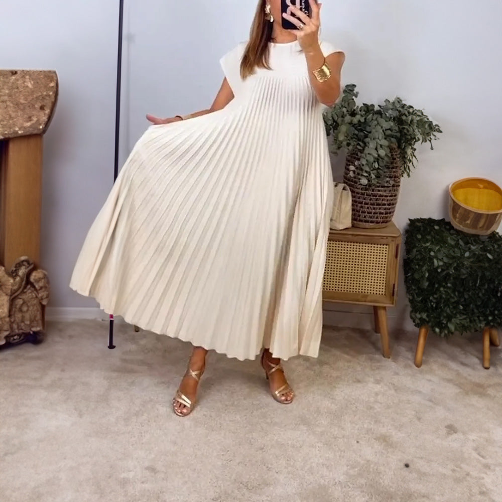 Vestido Midi Plisado a Rayas Justina™