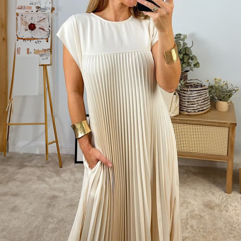 Vestido Midi Plisado a Rayas Justina™