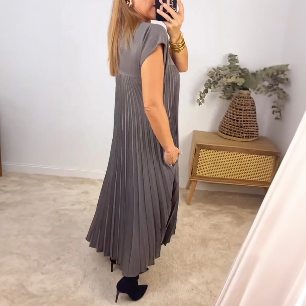 Vestido Midi Plisado a Rayas Justina™