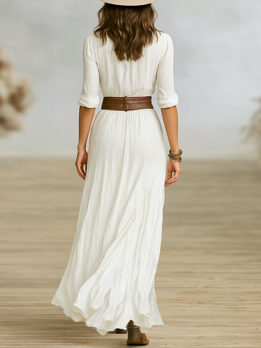 Vestido Maxi Largo de Lino Lucía™