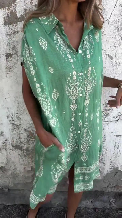 Vestido Camisa Algodón-Lino Abril™