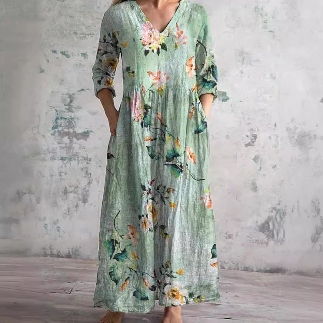 Carla™ Vestido Floral con Escote en V