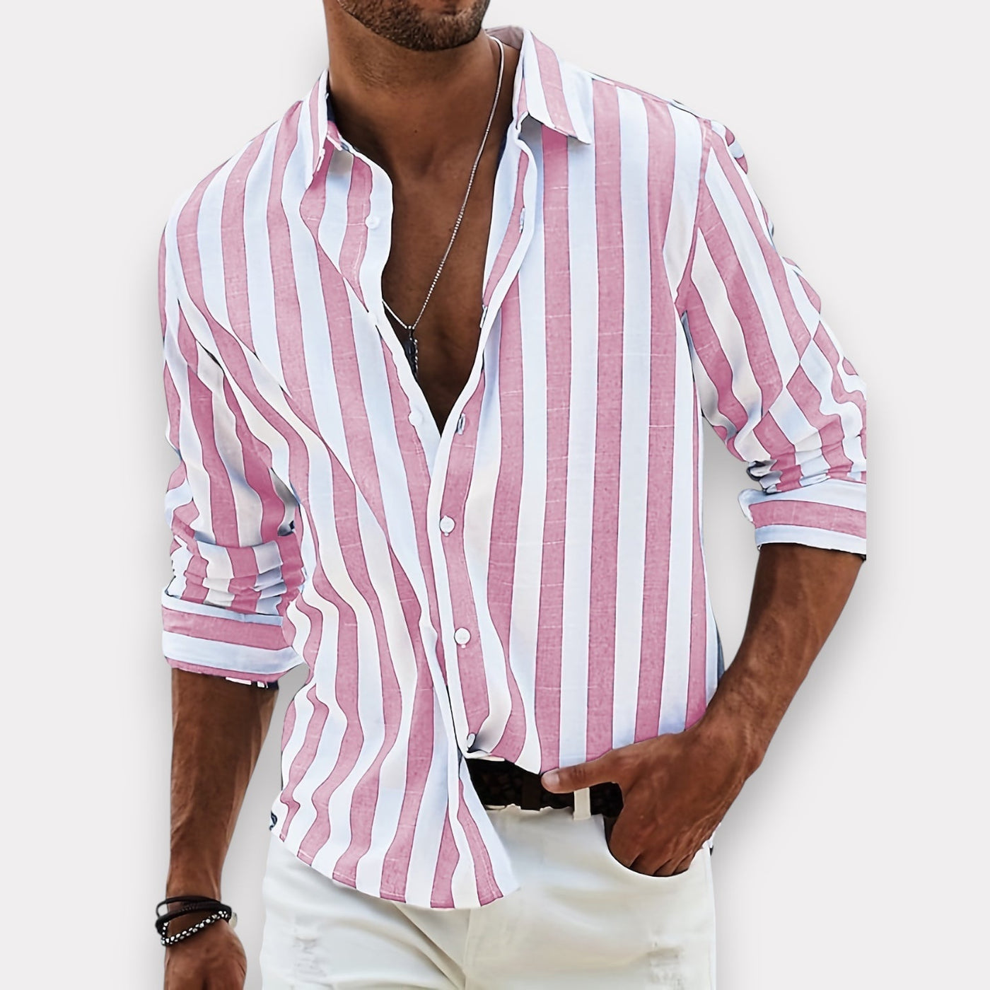 Sergio™ Camisa Rayada Hombre