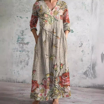 Carla™ Vestido Floral con Escote en V