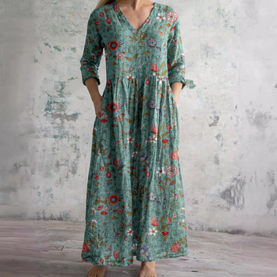 Carla™ Vestido Floral con Escote en V
