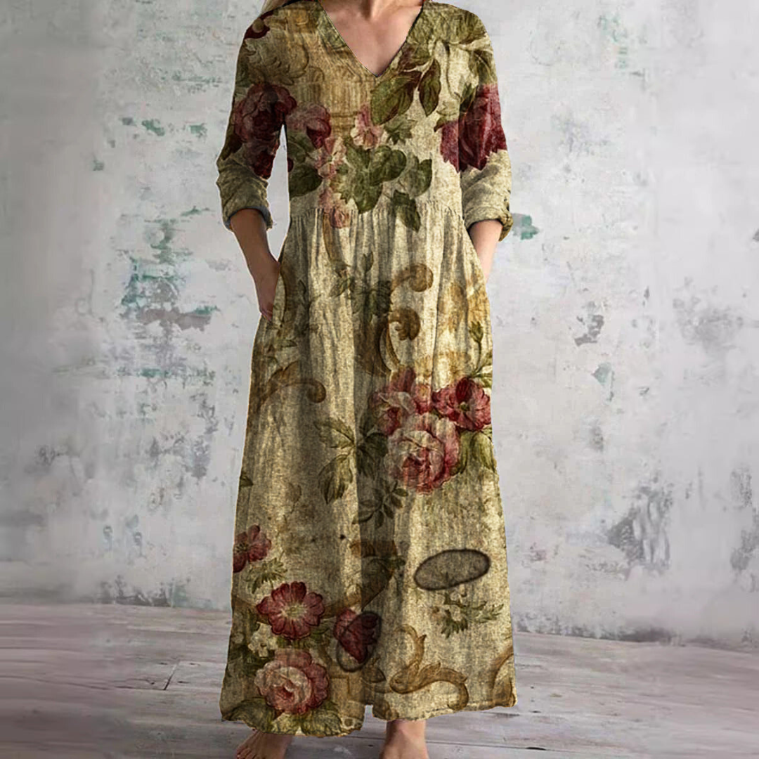 Carla™ Vestido Floral con Escote en V