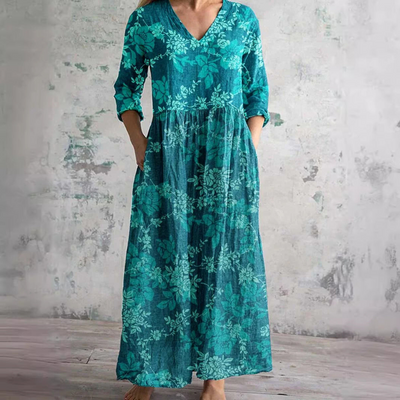Carla™ Vestido Floral con Escote en V