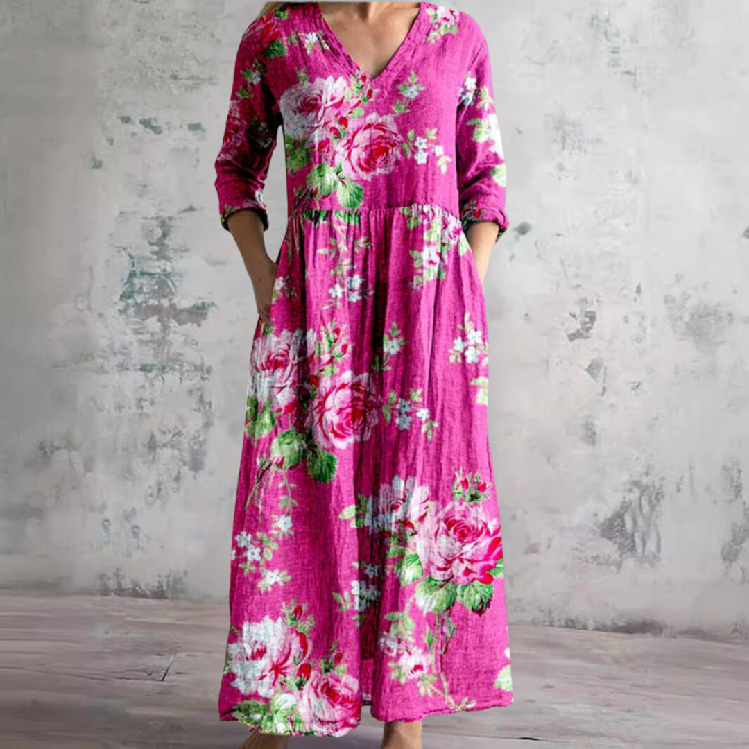 Carla™ Vestido Floral con Escote en V