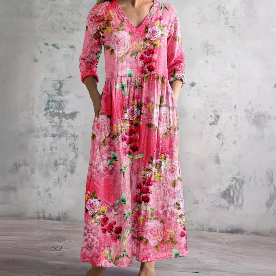 Carla™ Vestido Floral con Escote en V
