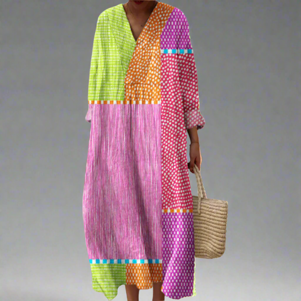 Pilar™ Vestido Geométrico Midi
