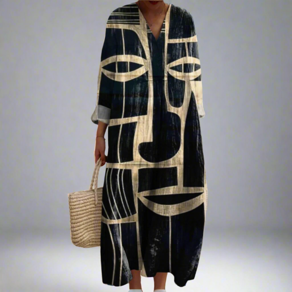Daniela™ Vestido Geométrico Midi