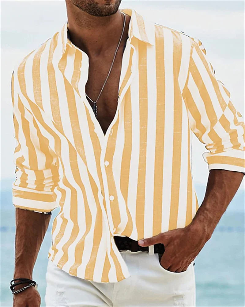 Sergio™ Camisa Rayada Hombre