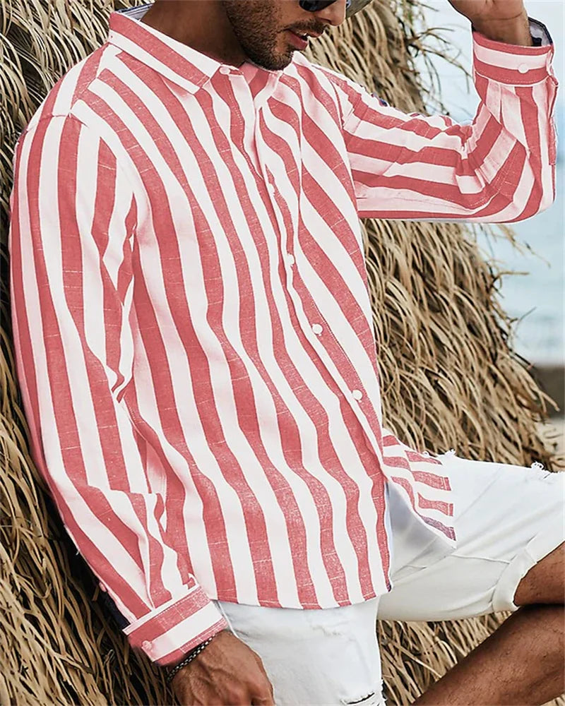 Sergio™ Camisa Rayada Hombre
