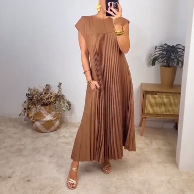 Vestido Midi Plisado a Rayas Justina™