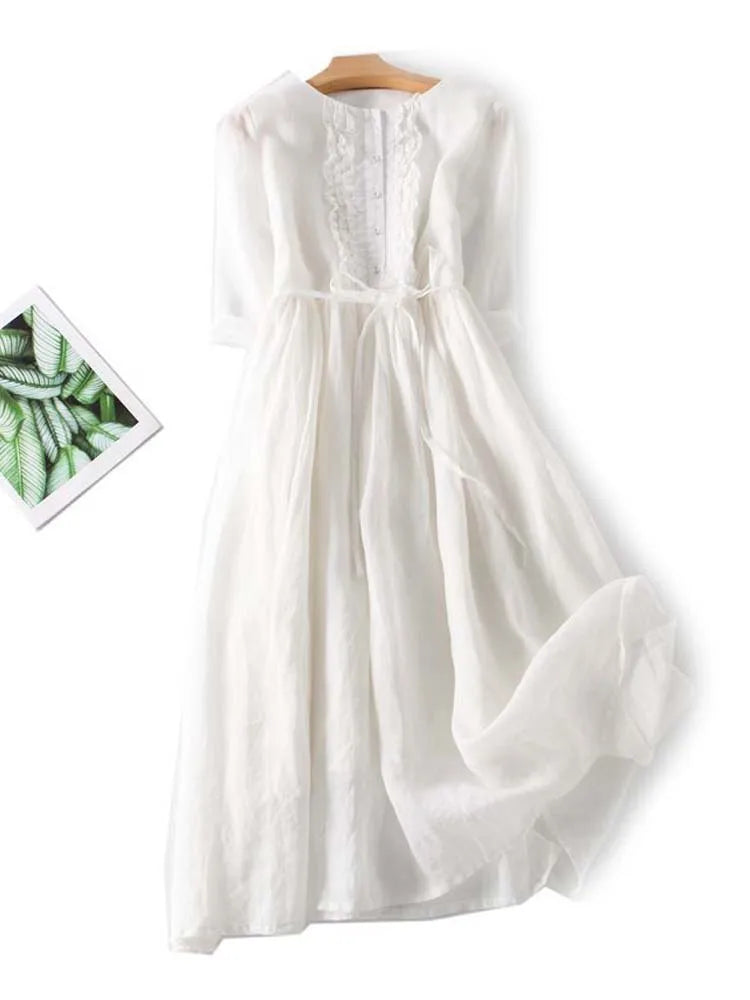 Camila™ Vestido Retro Cuello Redondo