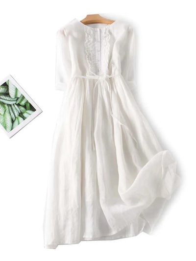 Camila™ Vestido Retro Cuello Redondo