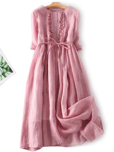 Camila™ Vestido Retro Cuello Redondo