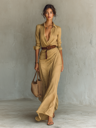 Vestido Largo con Solapa Beatriz™