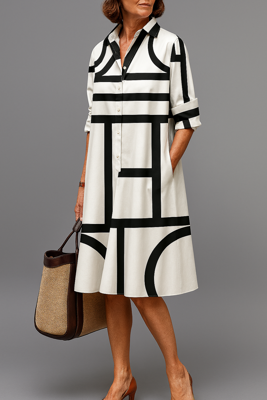 Loreto™ Vestido Geométrico Midi