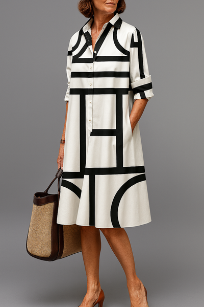 Loreto™ Vestido Geométrico Midi