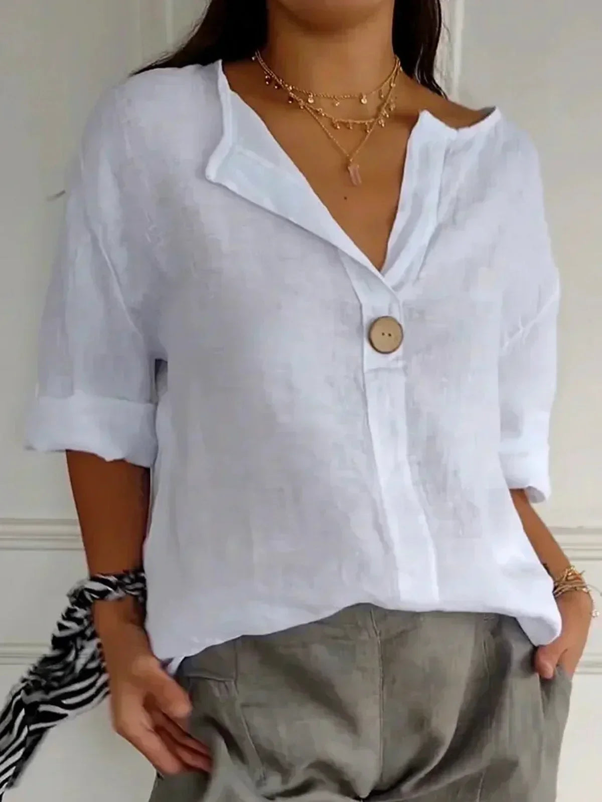 Camila™ Blusa Casual con Cuello en V