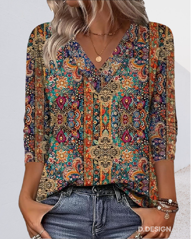 Blusa Boho Estampado Étnico Alba™