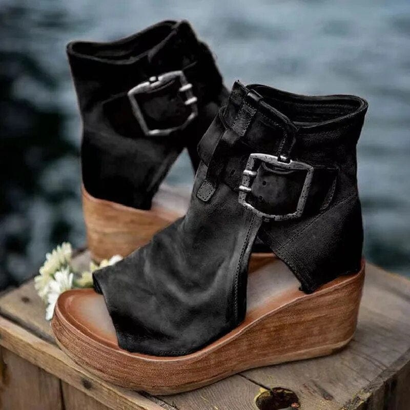 Valeria™ Botas Vaqueras de Ante con Hebillas