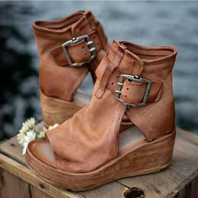 Valeria™ Botas Vaqueras de Ante con Hebillas