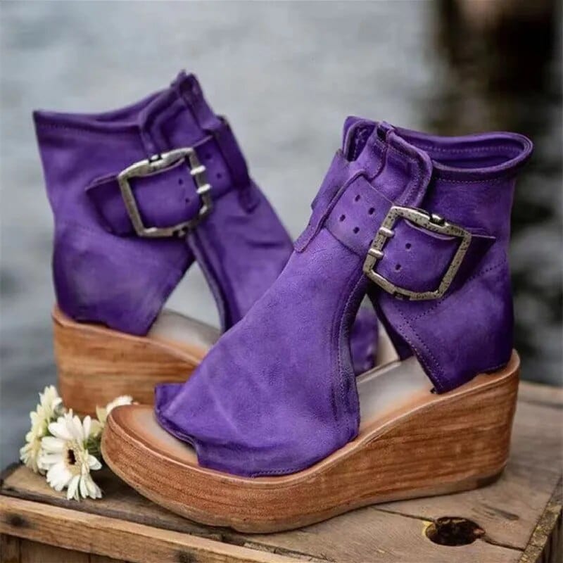 Valeria™ Botas Vaqueras de Ante con Hebillas