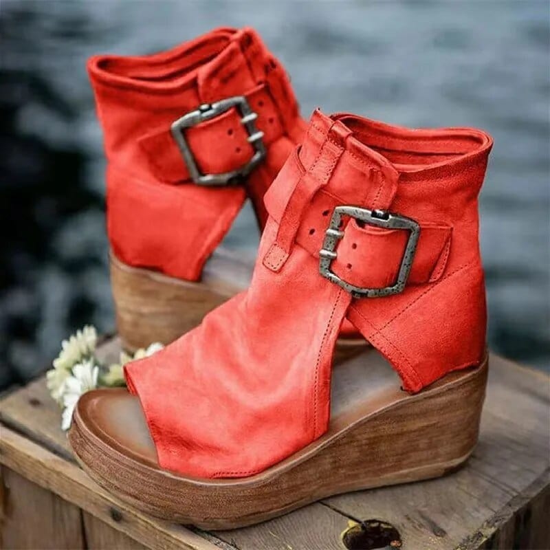 Valeria™ Botas Vaqueras de Ante con Hebillas