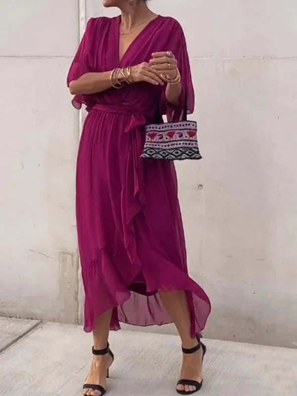 Renata™ Vestido de Gasa Escote V
