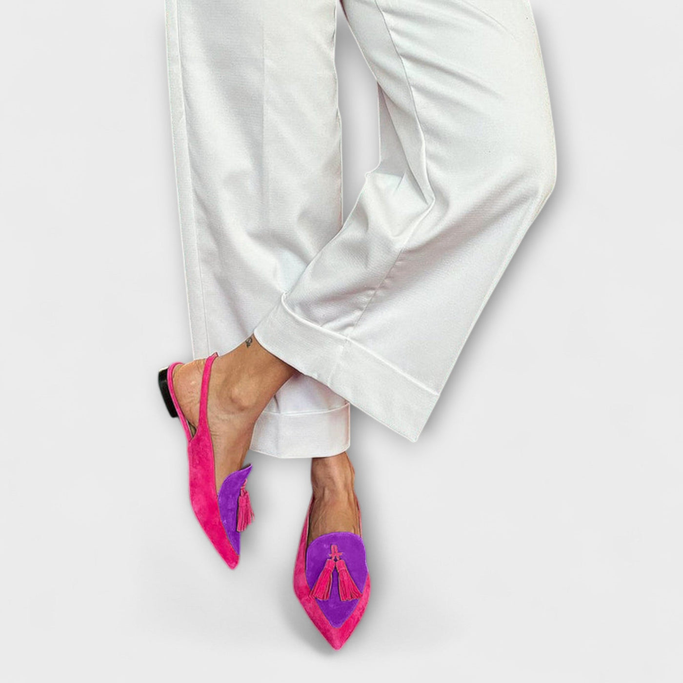 Trinidad™ Tacones Bicolor con Borlas