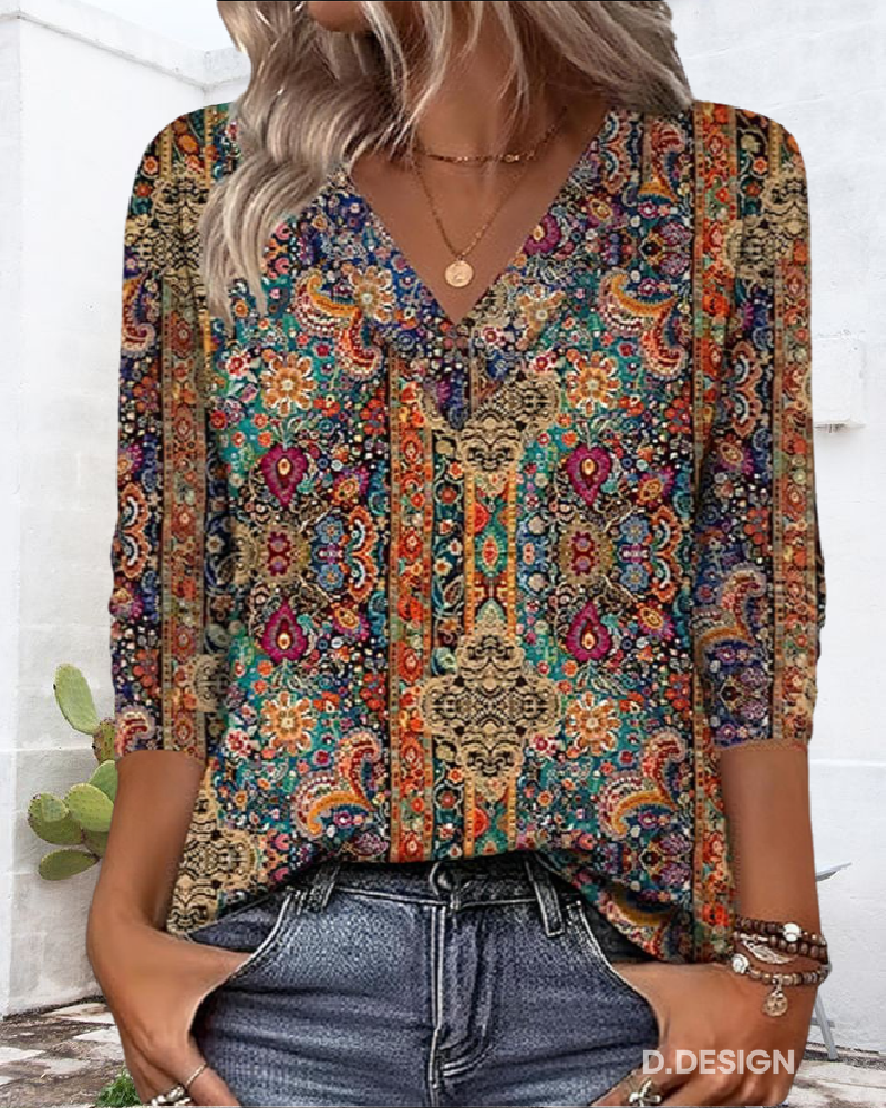 Blusa Boho Estampado Étnico Alba™