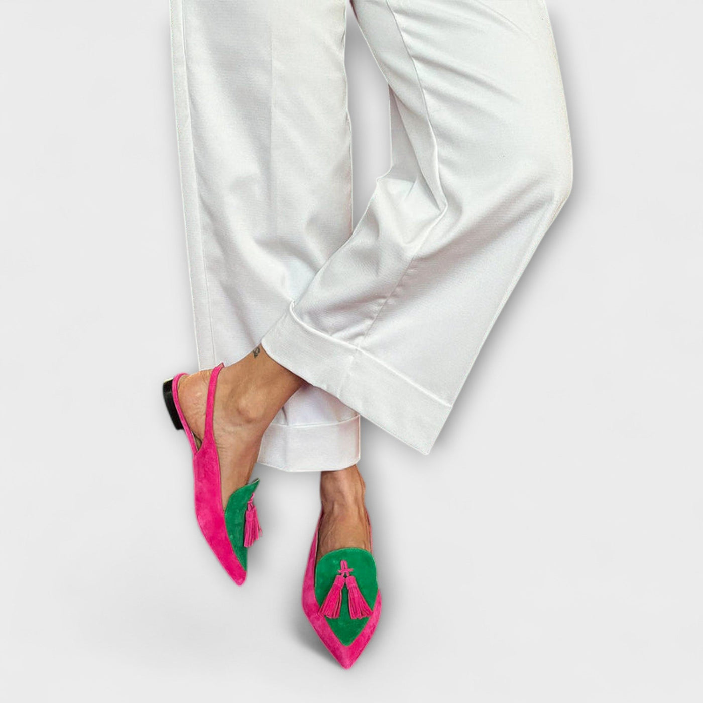 Trinidad™ Tacones Bicolor con Borlas