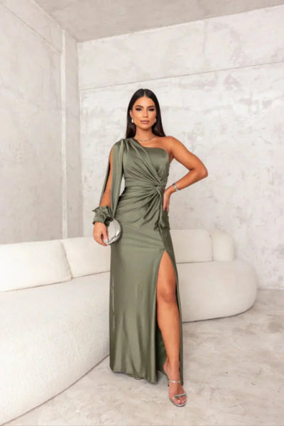 Vestido Satinado Una Manga Isidora™